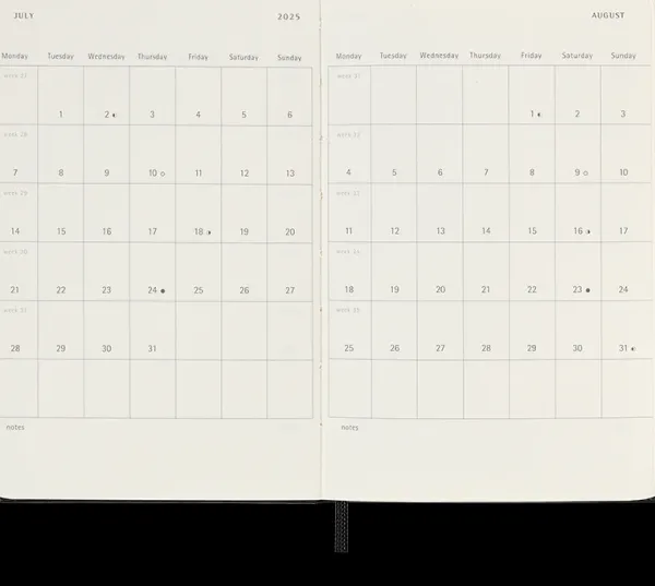 Agendas Moleskine*Ed. Moleskine Agenda 2025 - Semanal - Tapa dura - Pocket - Negro
