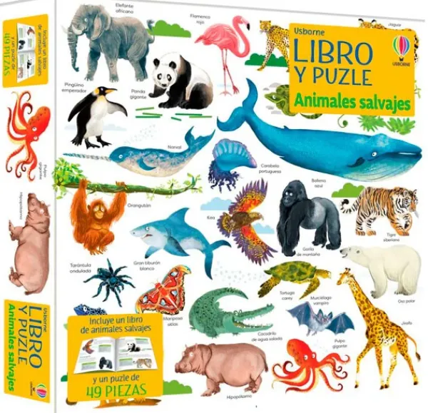 Actividades Y Puzzles*Usborne Animales salvajes. Libro y puzle (49 piezas)