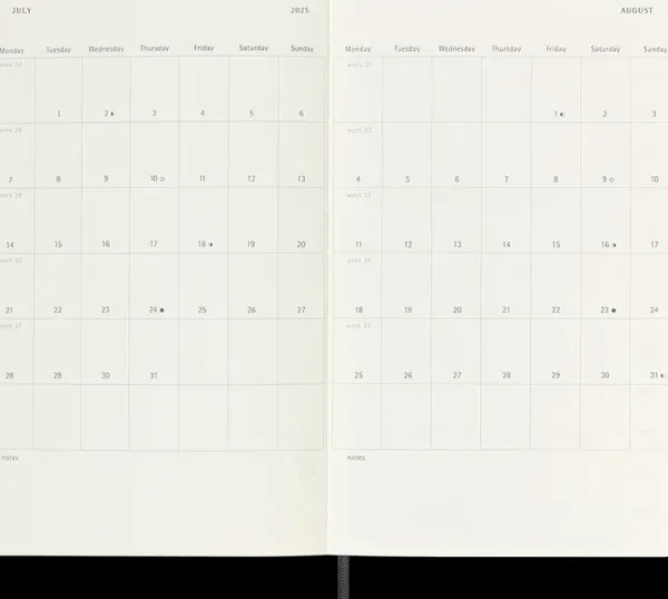 Agendas Moleskine*Ed. Moleskine Agenda 2025 - Semanal - Tapa blanda - Large - Negro