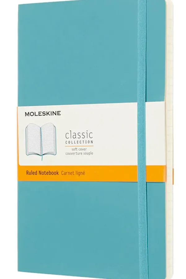 Cuadernos Clásicos*Ed. Moleskine Cuaderno Clásico - Tapa Blanda - Large - Azul arrecife - De rayas
