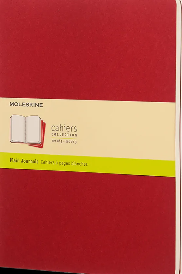 Cuadernos Cahier*Ed. Moleskine Libretas Cahier. Set de 3 - Tapa Blanda - XL - Rojo arandano - Lisa