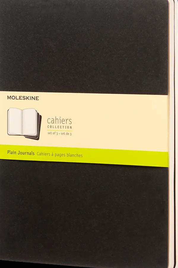 Cuadernos Cahier*Ed. Moleskine Libretas Cahier. Set de 3 - XL - Negro - Lisa
