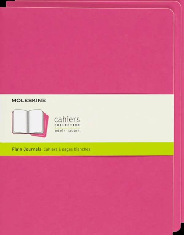 Cuadernos Cahier*Ed. Moleskine Libretas Cahier. Set de 3 - Tapa Blanda - XL - Rosa Cinetica - Lisa