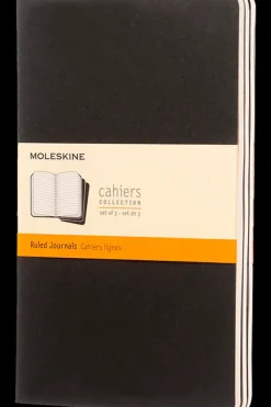 Cuadernos Cahier*Ed. Moleskine Libretas Cahier. Set de 3 - Large - Negro - De rayas